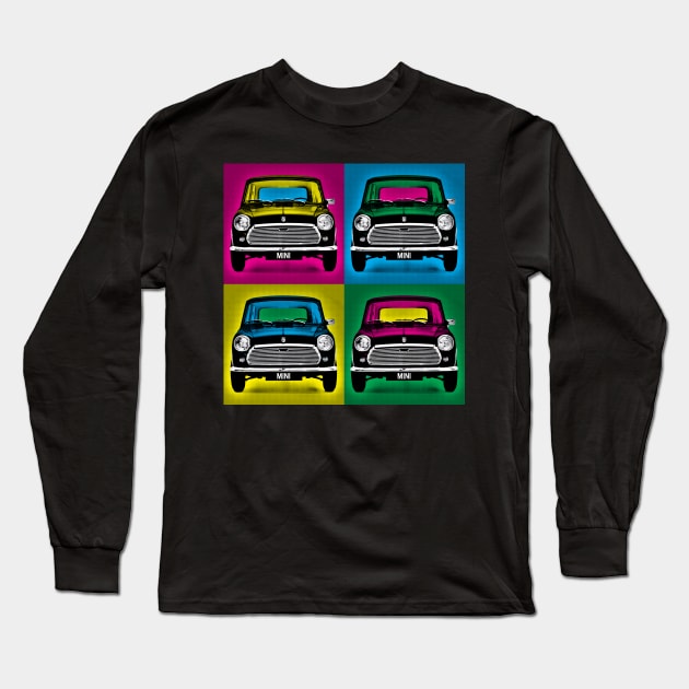 Retro Austin Mini Pop Art T-Shirt Design Long Sleeve T-Shirt by funkymonkeytees